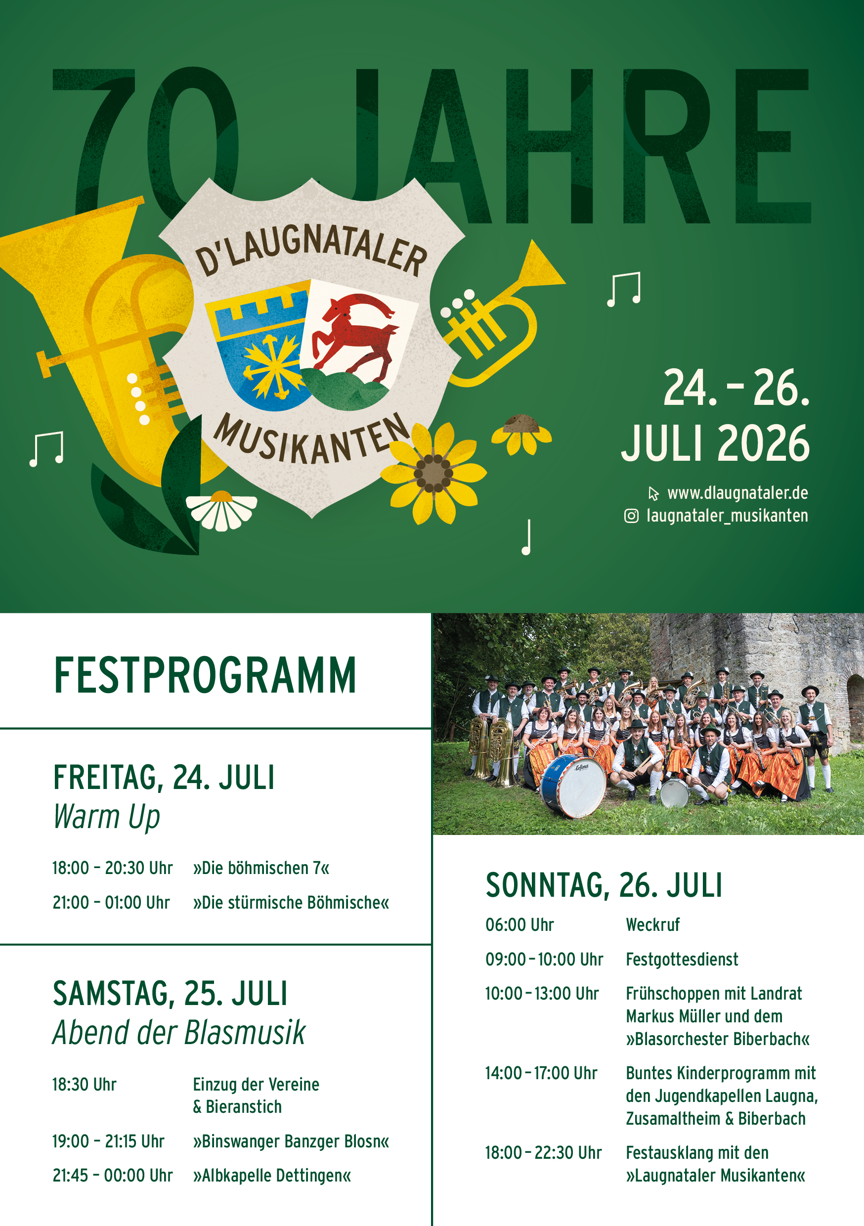 D'Laugnataler Musikanten Jubiläum Festprogramm